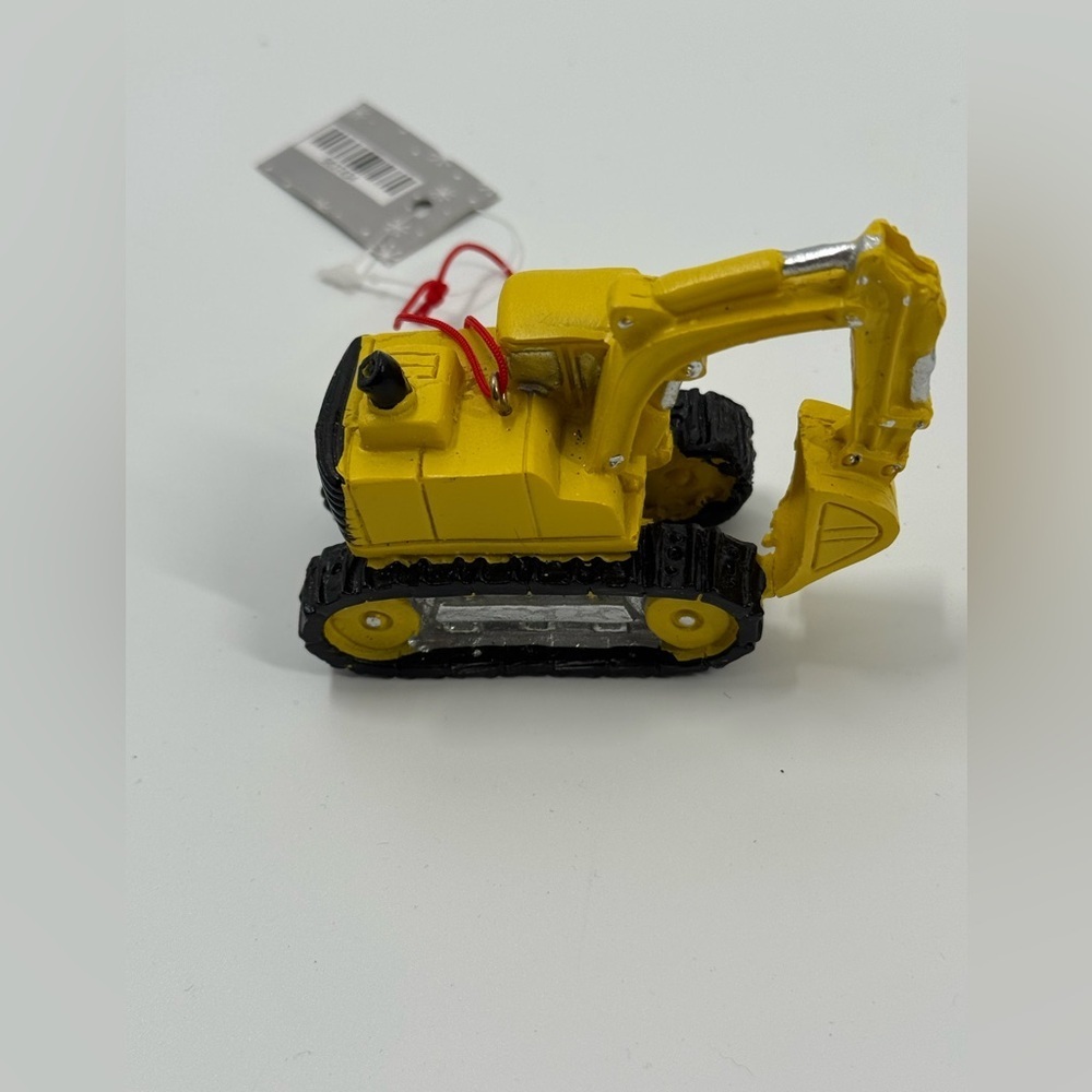 Yellow Construction Truck Excavator Christmas Ornament